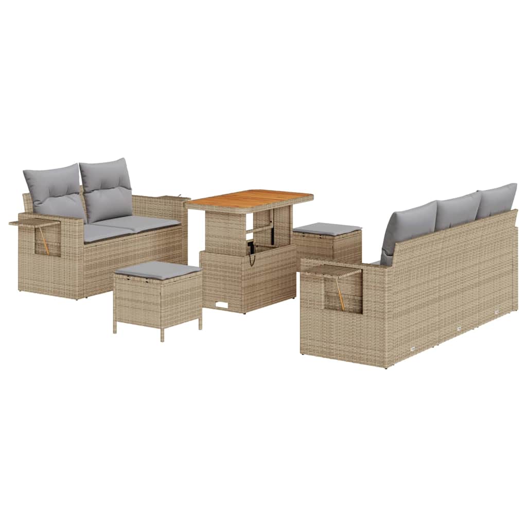 Tuinbankenset 10 pcs Beige en Licht Grijs poly rattan is nu te koop bij PeponiXL, paradijselijk wonen!
