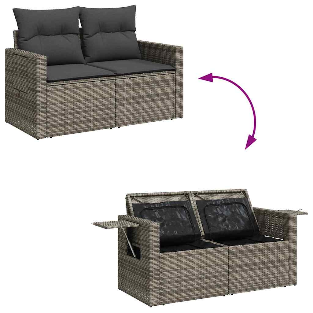 Tuinbankenset met kussen 10 pcs Grijs poly rattan is nu te koop bij PeponiXL, paradijselijk wonen!