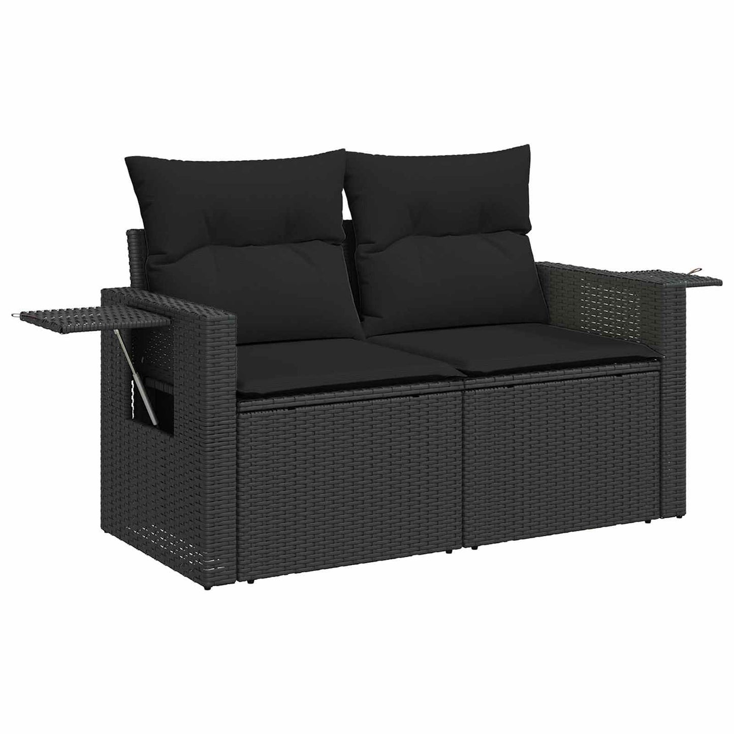 Tuin Sofa Set 9 pcs Zwart Poly rattan en gepoedercoat staal is nu te koop bij PeponiXL, paradijselijk wonen!