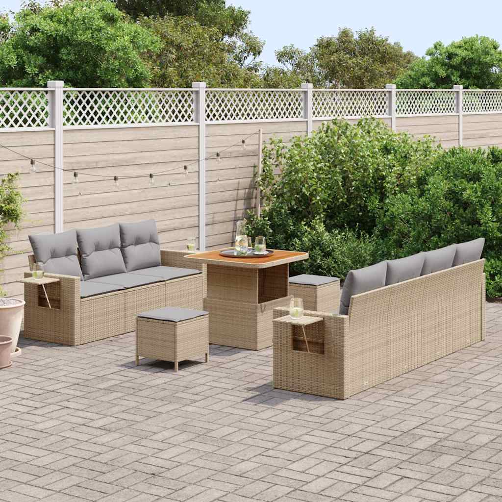 Tuin Sofa Set met kussen met opslag 10 pcs beige en lichtgrijs is nu te koop bij PeponiXL, paradijselijk wonen!