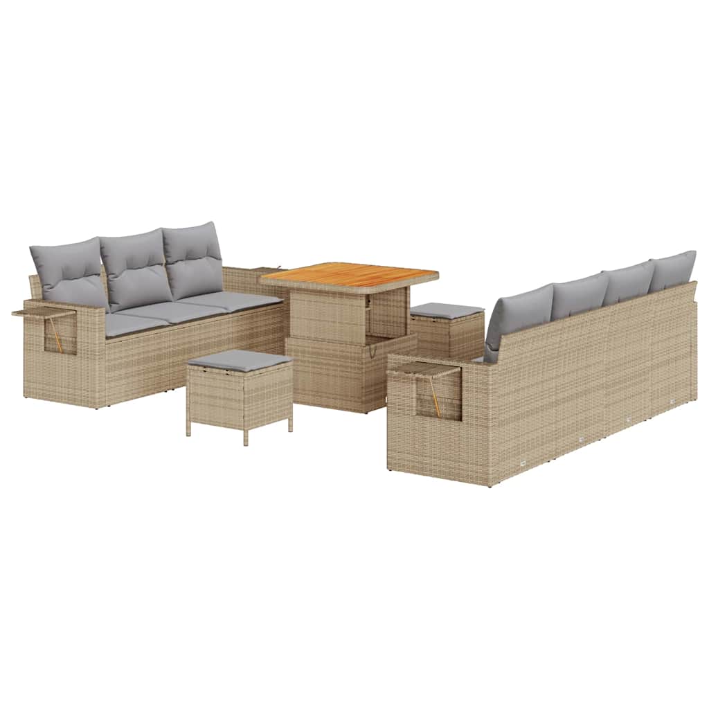 Tuin Sofa Set met kussen met opslag 10 pcs beige en lichtgrijs is nu te koop bij PeponiXL, paradijselijk wonen!