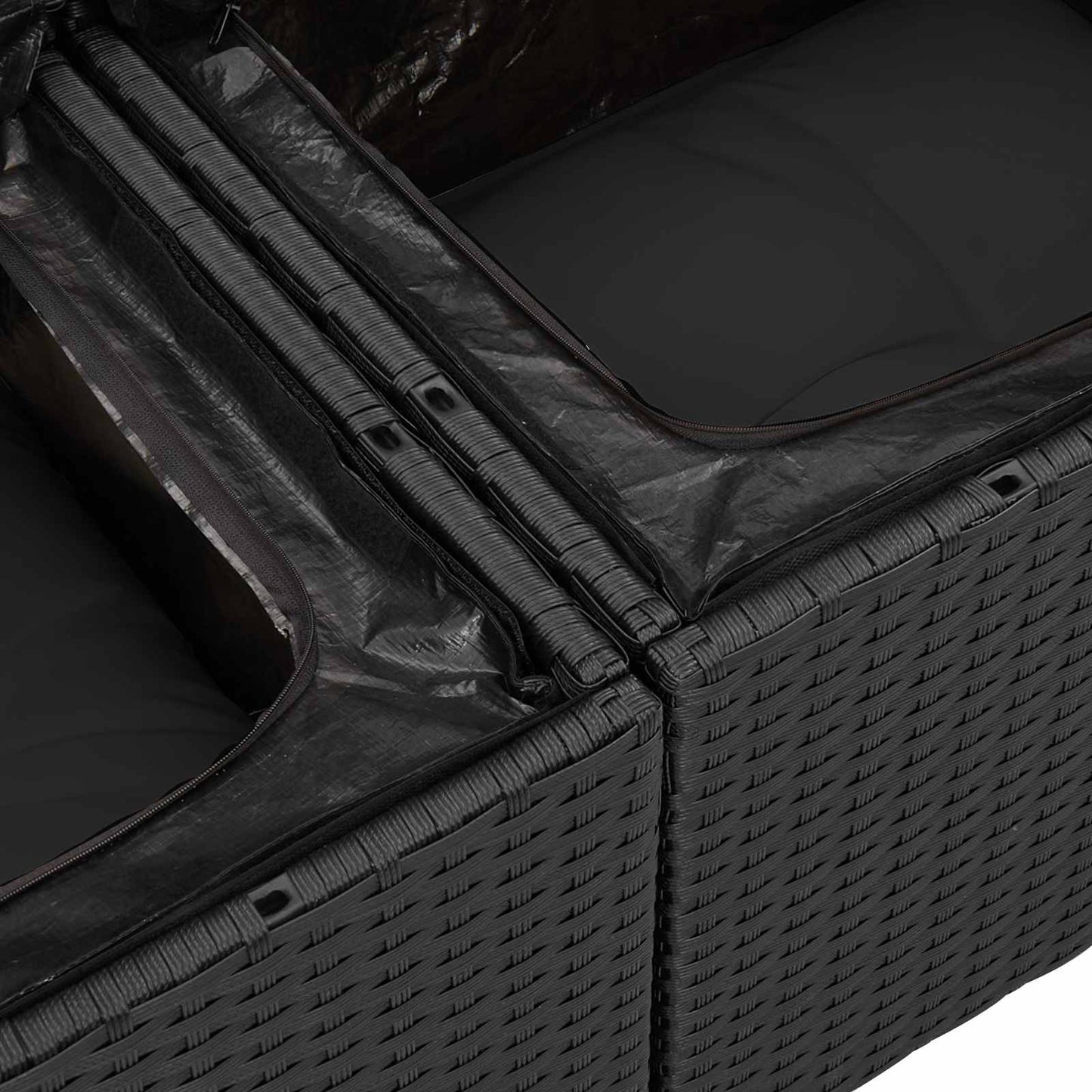 Tuin Sofa Set 10 pcs Zwart Poly rattan en gepoedercoat staal is nu te koop bij PeponiXL, paradijselijk wonen!