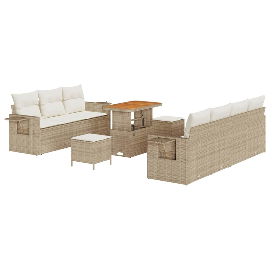Tuin Sofa Set met kussen 10 pcs beige en crèmekleurig is nu te koop bij PeponiXL, paradijselijk wonen!