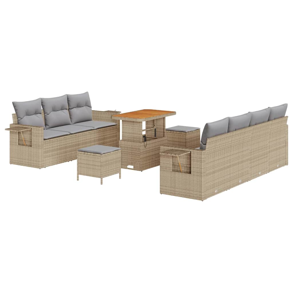 Tuin Sofa Set met kussen met opslag 10 pcs beige en lichtgrijs is nu te koop bij PeponiXL, paradijselijk wonen!
