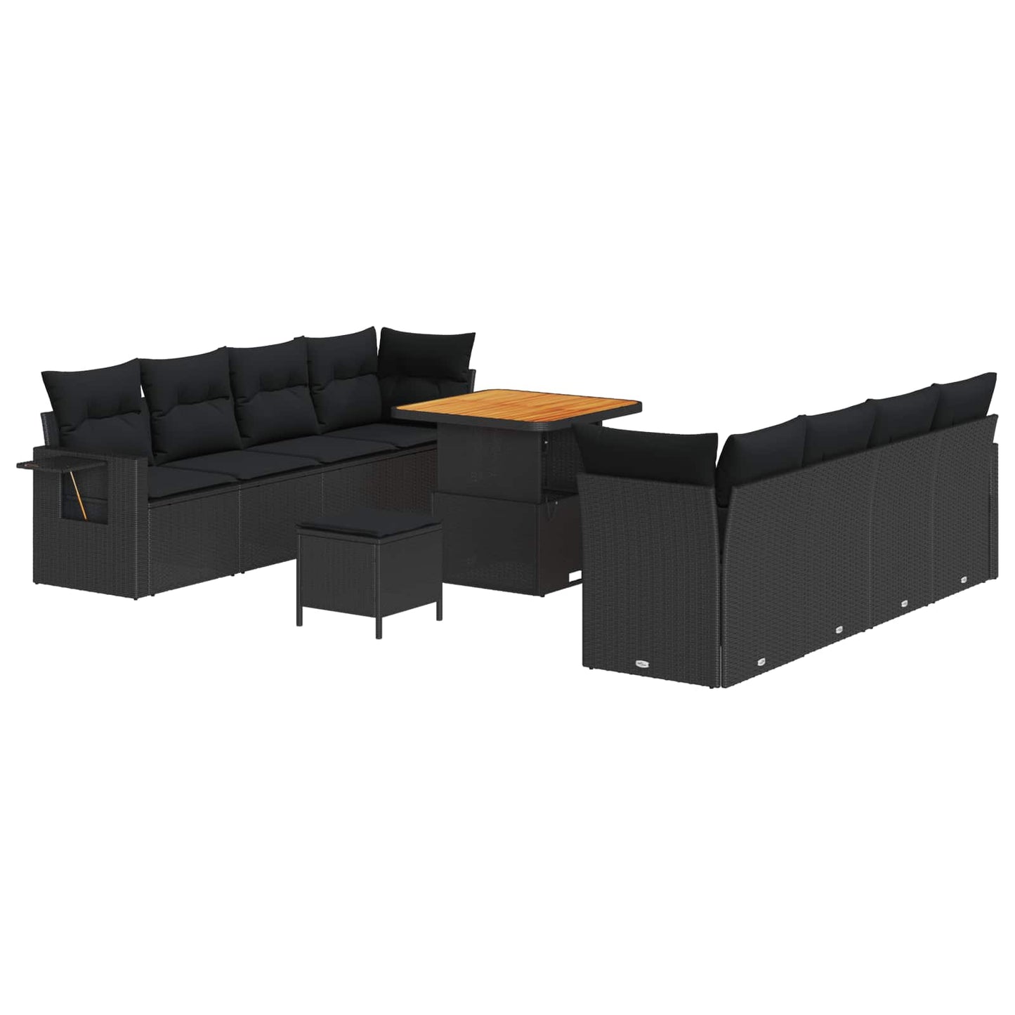 Tuin Sofa Set met kussen 11 pcs Zwart poly rattan is nu te koop bij PeponiXL, paradijselijk wonen!