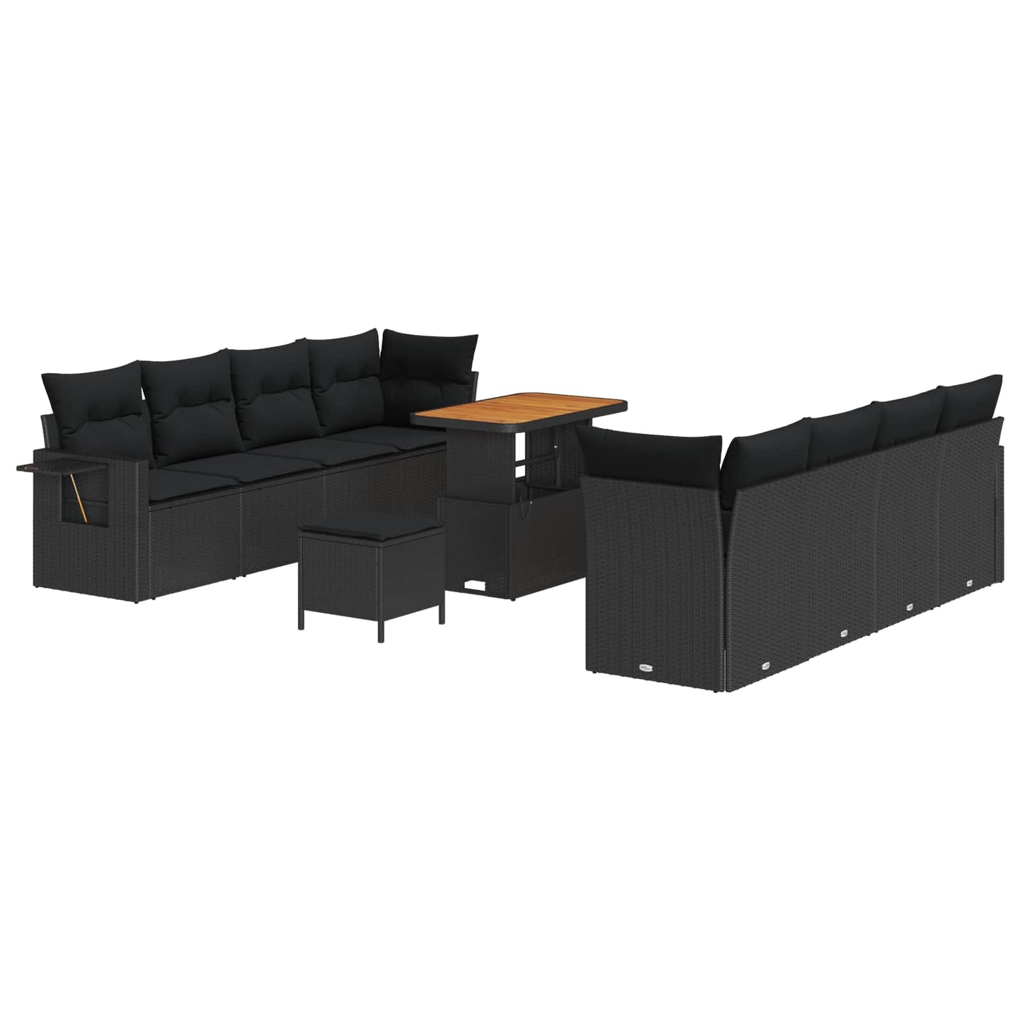 Tuin Sofa Set met kussen 11 pcs Zwart poly rattan is nu te koop bij PeponiXL, paradijselijk wonen!