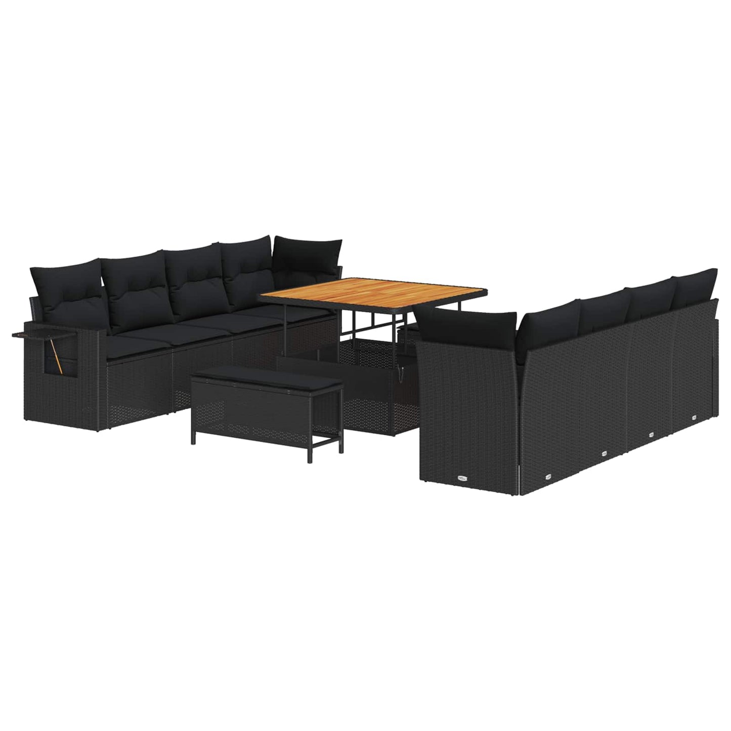 Tuin Sofa Set met kussen 11 pcs Zwart poly rattan is nu te koop bij PeponiXL, paradijselijk wonen!