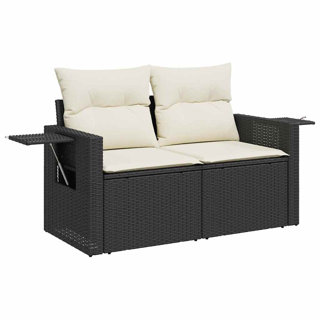 Tuin Sofa Set met kussen 11 pcs Zwart en Crème poly rattan is nu te koop bij PeponiXL, paradijselijk wonen!