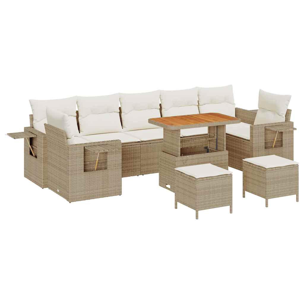 Tuinbankenset met kussen 13 pcs Beige en Crème poly rattan is nu te koop bij PeponiXL, paradijselijk wonen!