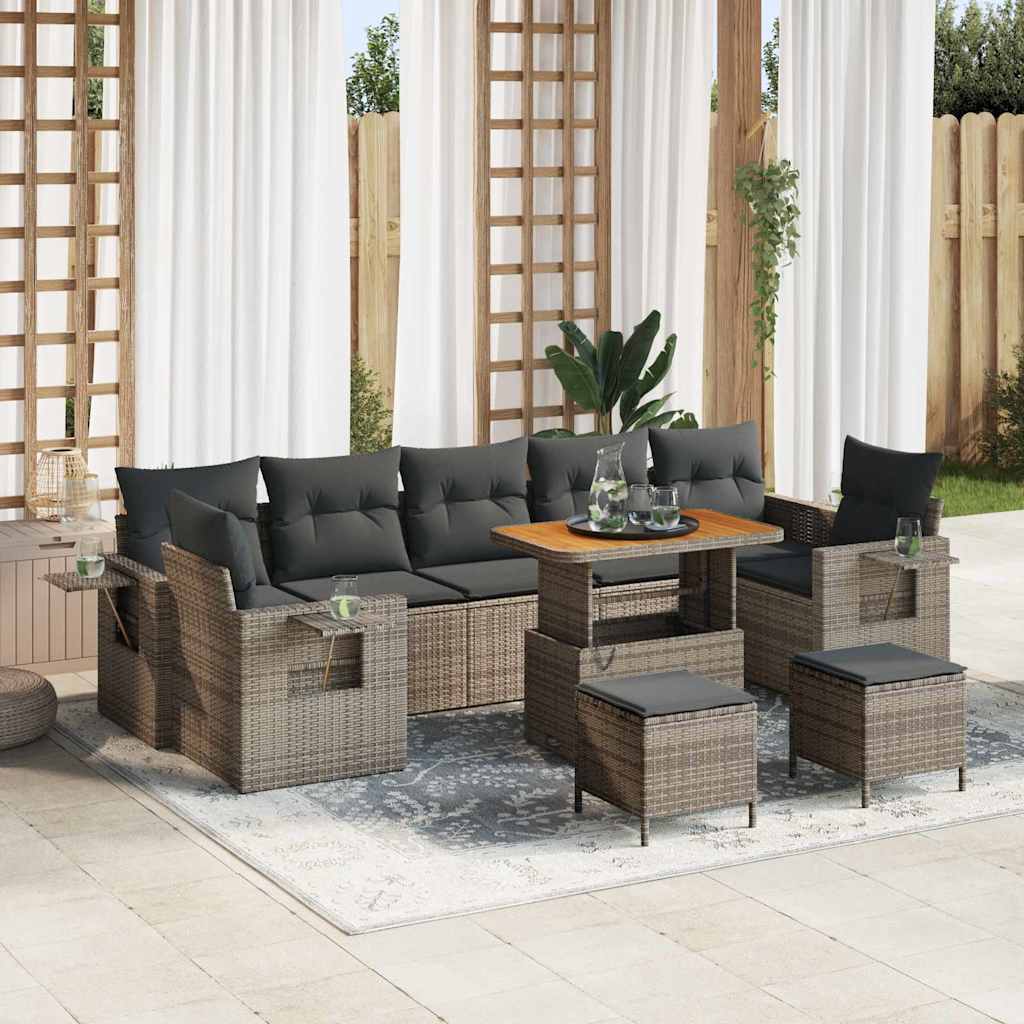 Tuinbankenset met kussen 13 pcs Grijs poly rattan is nu te koop bij PeponiXL, paradijselijk wonen!