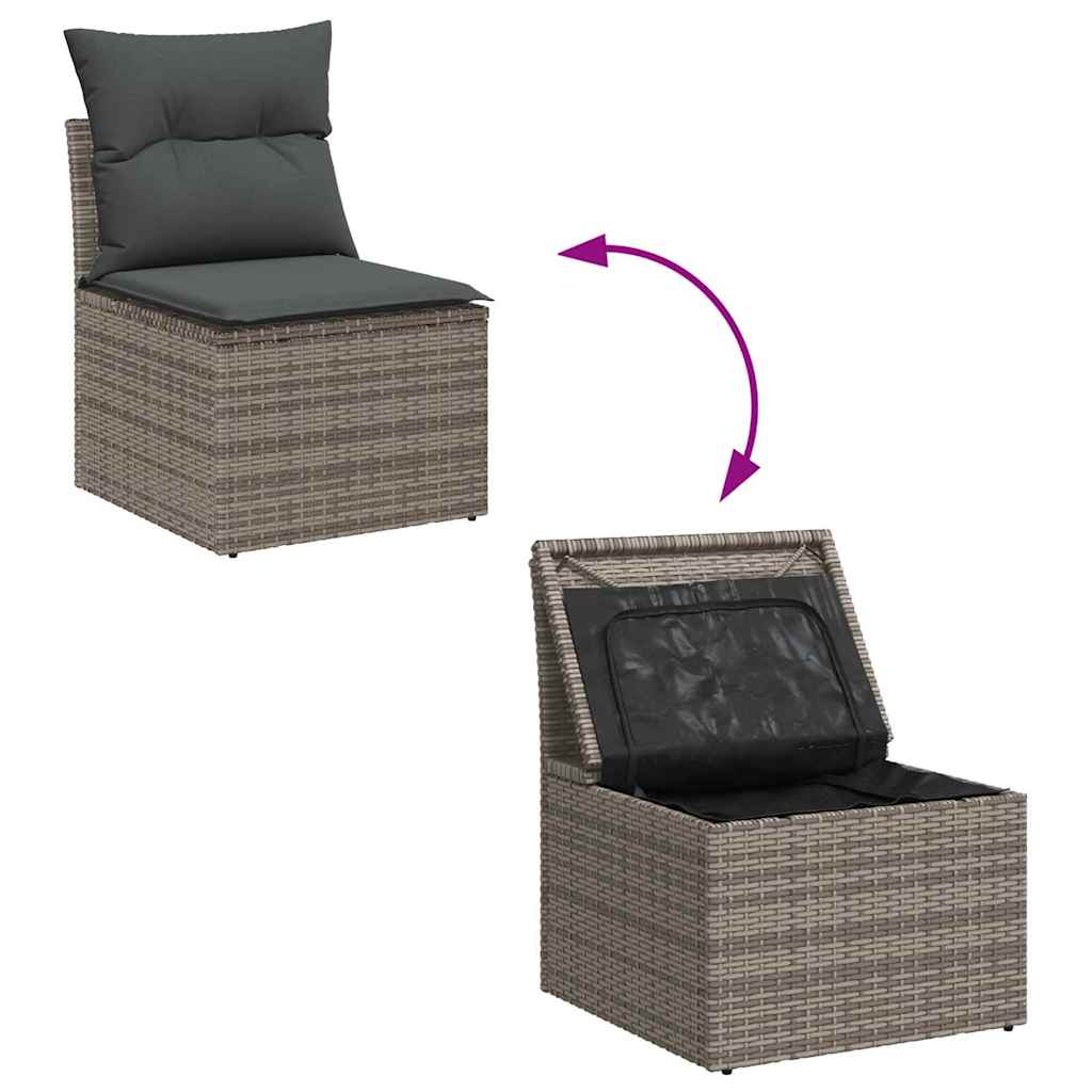 Tuinbankenset met kussen 9 pcs Grijs poly rattan is nu te koop bij PeponiXL, paradijselijk wonen!