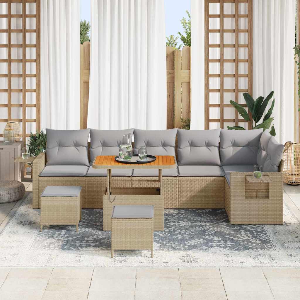 Tuinbankenset 11 pcs Beige en Licht Grijs poly rattan is nu te koop bij PeponiXL, paradijselijk wonen!