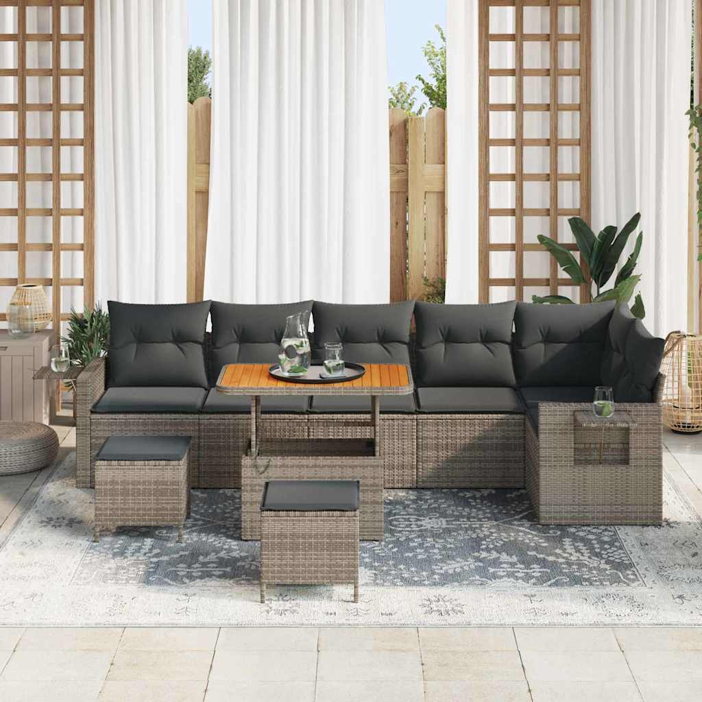 Tuinbankenset met kussen 11 pcs Grijs poly rattan is nu te koop bij PeponiXL, paradijselijk wonen!