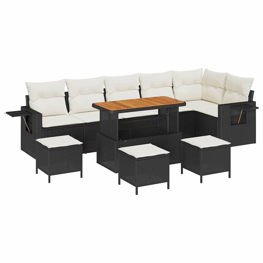 Tuinbankenset met kussen 12 pcs Zwart en Crème poly rattan is nu te koop bij PeponiXL, paradijselijk wonen!