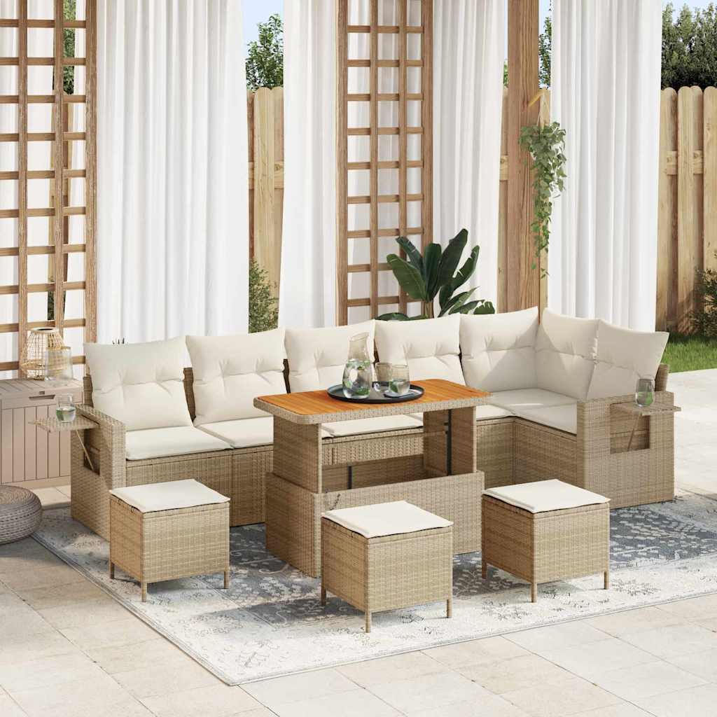 Tuinbankenset met kussen 12 pcs Beige en Crème poly rattan is nu te koop bij PeponiXL, paradijselijk wonen!
