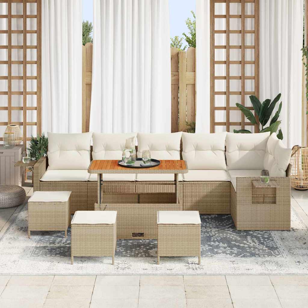 Tuinbankenset met kussen 12 pcs Beige en Crème poly rattan is nu te koop bij PeponiXL, paradijselijk wonen!