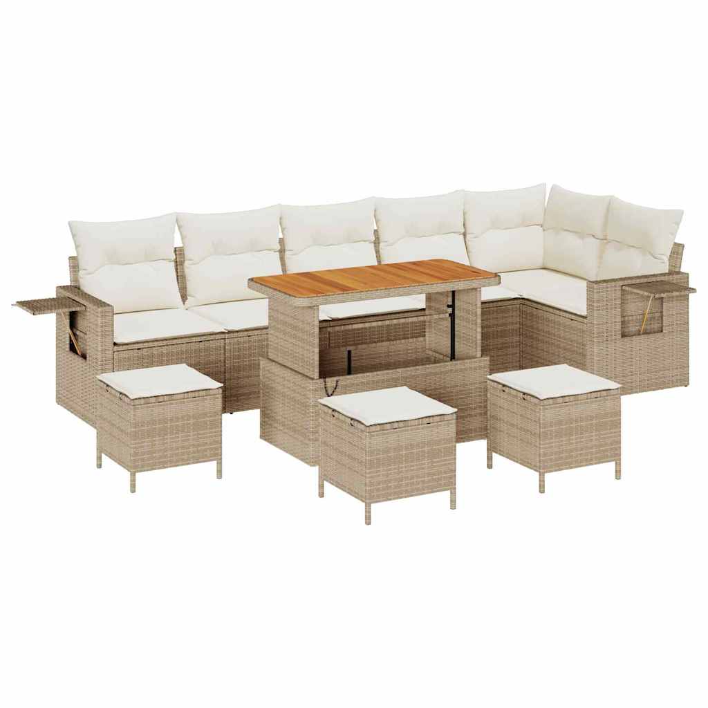 Tuinbankenset met kussen 12 pcs Beige en Crème poly rattan is nu te koop bij PeponiXL, paradijselijk wonen!