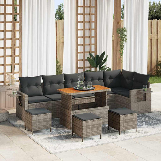 Tuinbankenset met kussen 12 pcs Grijs poly rattan is nu te koop bij PeponiXL, paradijselijk wonen!
