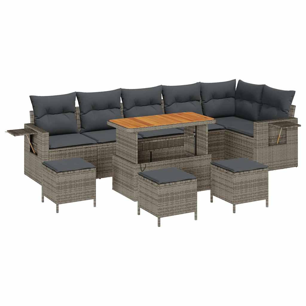 Tuinbankenset met kussen 12 pcs Grijs poly rattan is nu te koop bij PeponiXL, paradijselijk wonen!