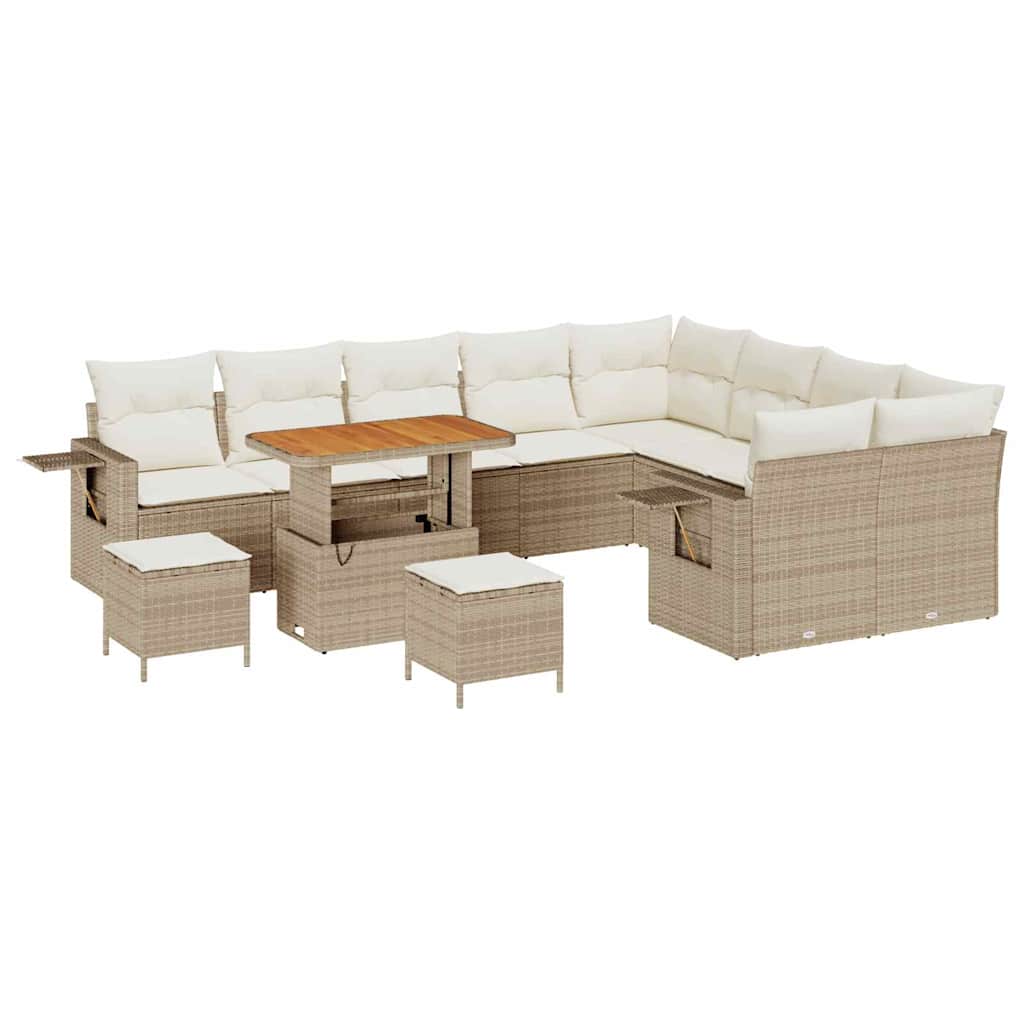Tuinbankenset met kussen 12 pcs Beige en Crème poly rattan is nu te koop bij PeponiXL, paradijselijk wonen!