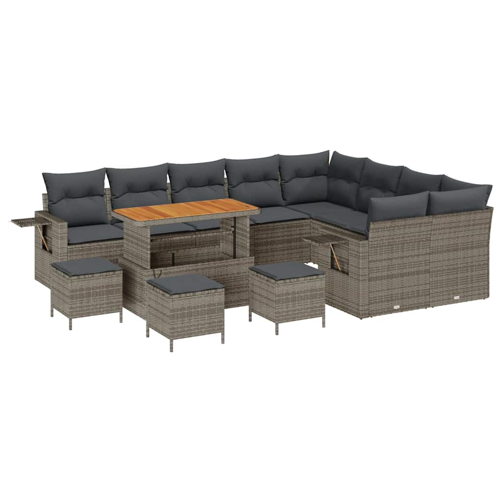Tuinbankenset met kussen 13 pcs Grijs poly rattan is nu te koop bij PeponiXL, paradijselijk wonen!