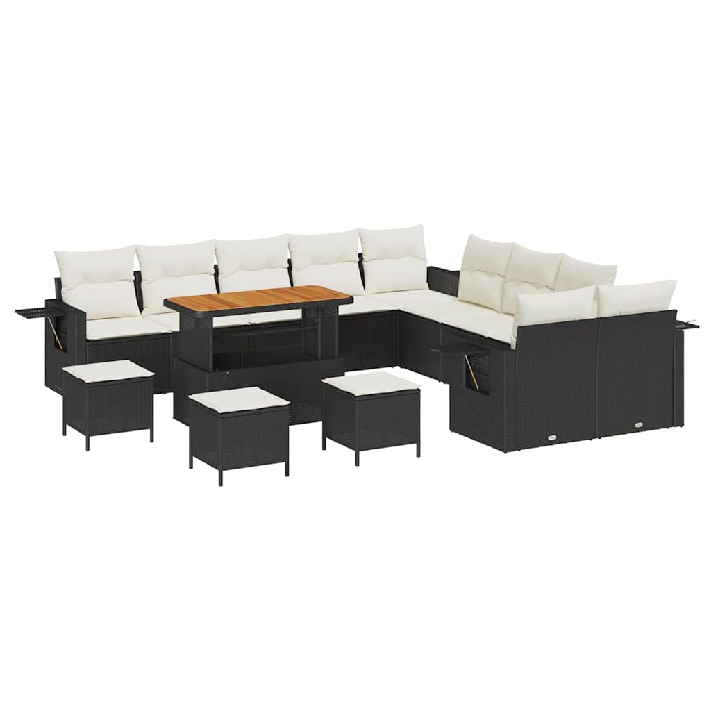 Tuin Sofa Set met kussen met opslag 14 pcs Zwart poly rattan is nu te koop bij PeponiXL, paradijselijk wonen!