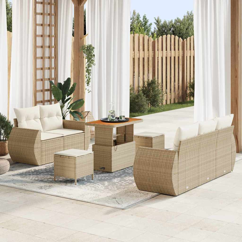 Tuin Sofa Set met kussen 8 pcs Beige en Crème poly rattan is nu te koop bij PeponiXL, paradijselijk wonen!