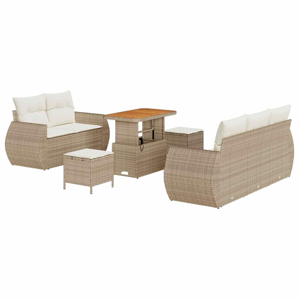 Tuin Sofa Set met kussen 8 pcs Beige en Crème poly rattan is nu te koop bij PeponiXL, paradijselijk wonen!