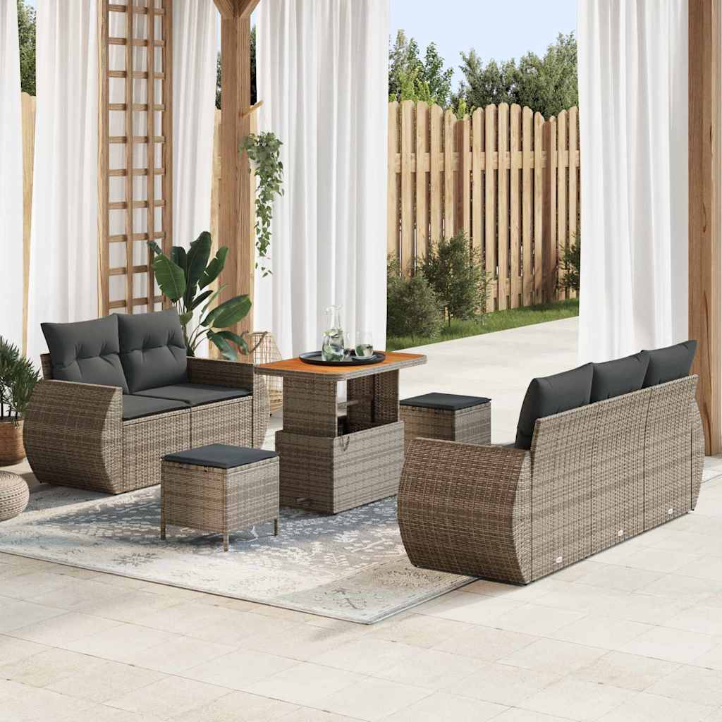 Tuin Sofa Set met kussen met opslag 8 pcs Grijs poly rattan is nu te koop bij PeponiXL, paradijselijk wonen!