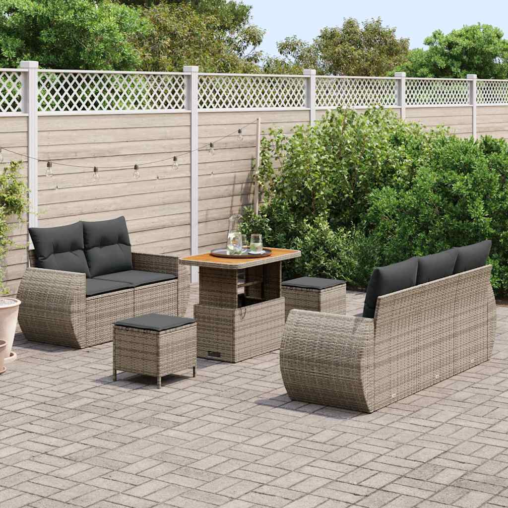 Tuin Sofa Set met kussen met opslag 8 pcs Grijs poly rattan is nu te koop bij PeponiXL, paradijselijk wonen!