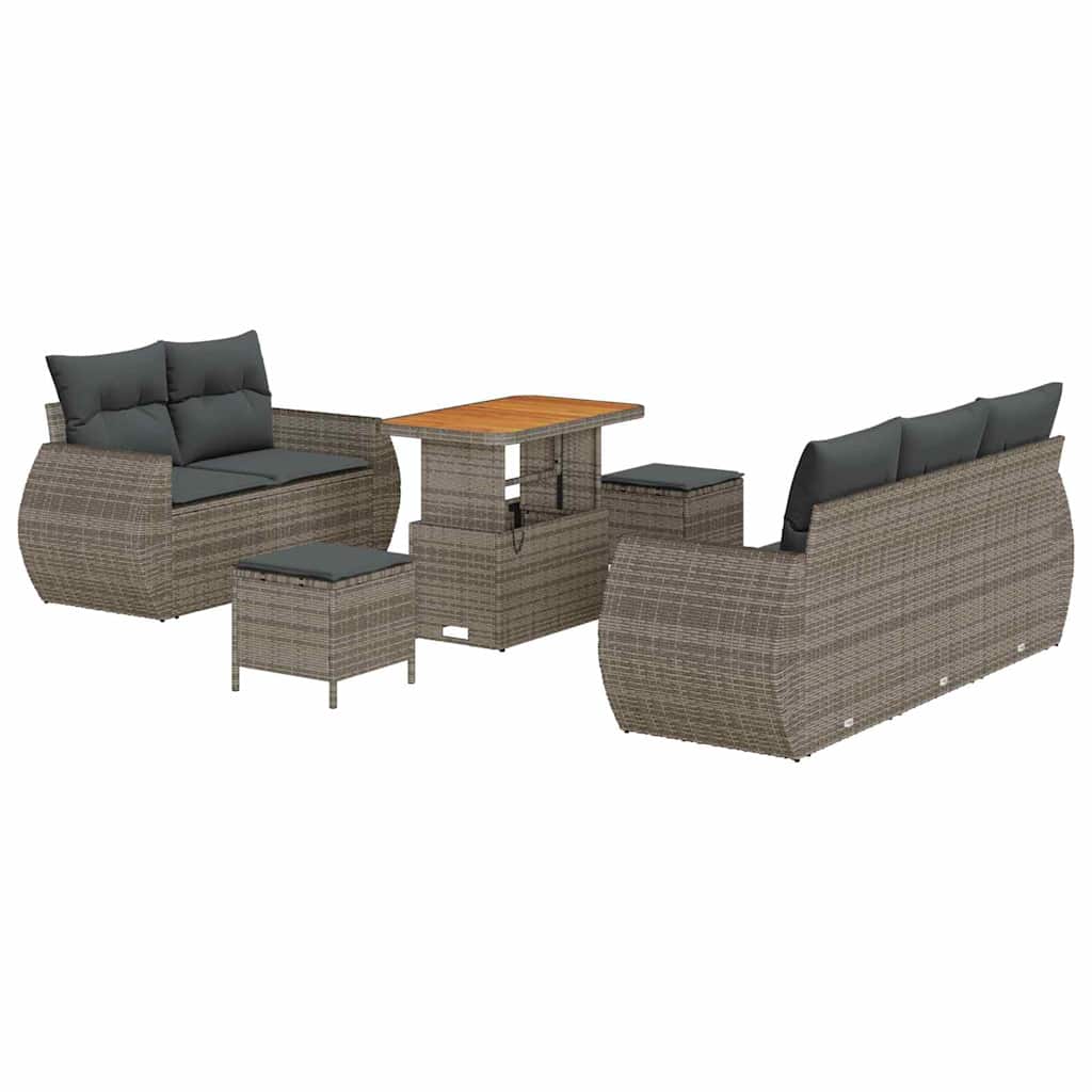 Tuin Sofa Set met kussen met opslag 8 pcs Grijs poly rattan is nu te koop bij PeponiXL, paradijselijk wonen!