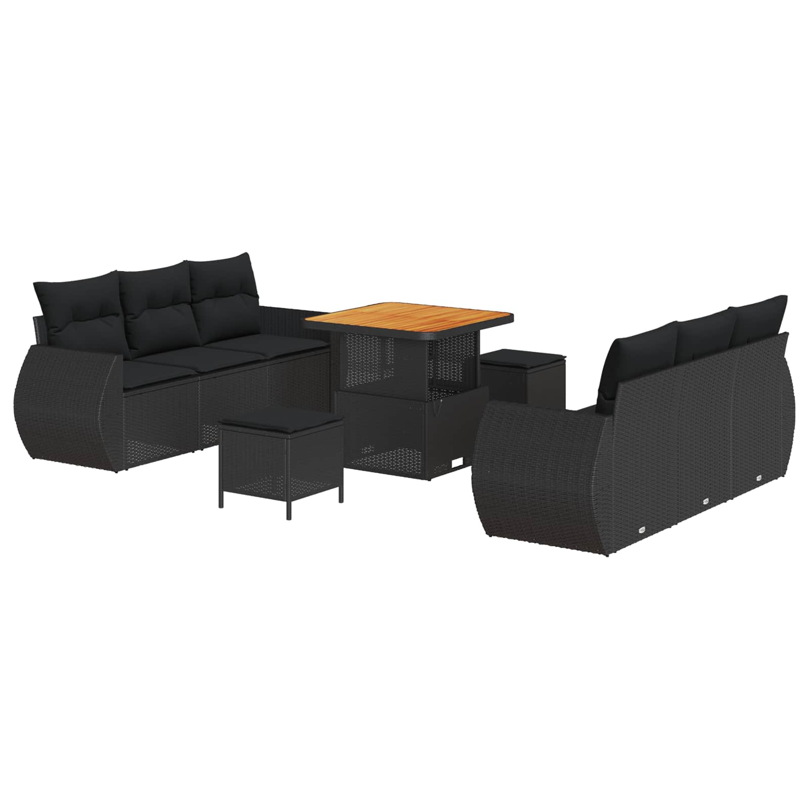 Tuin Sofa Set met kussen met opslag 9 pcs Zwart poly rattan is nu te koop bij PeponiXL, paradijselijk wonen!