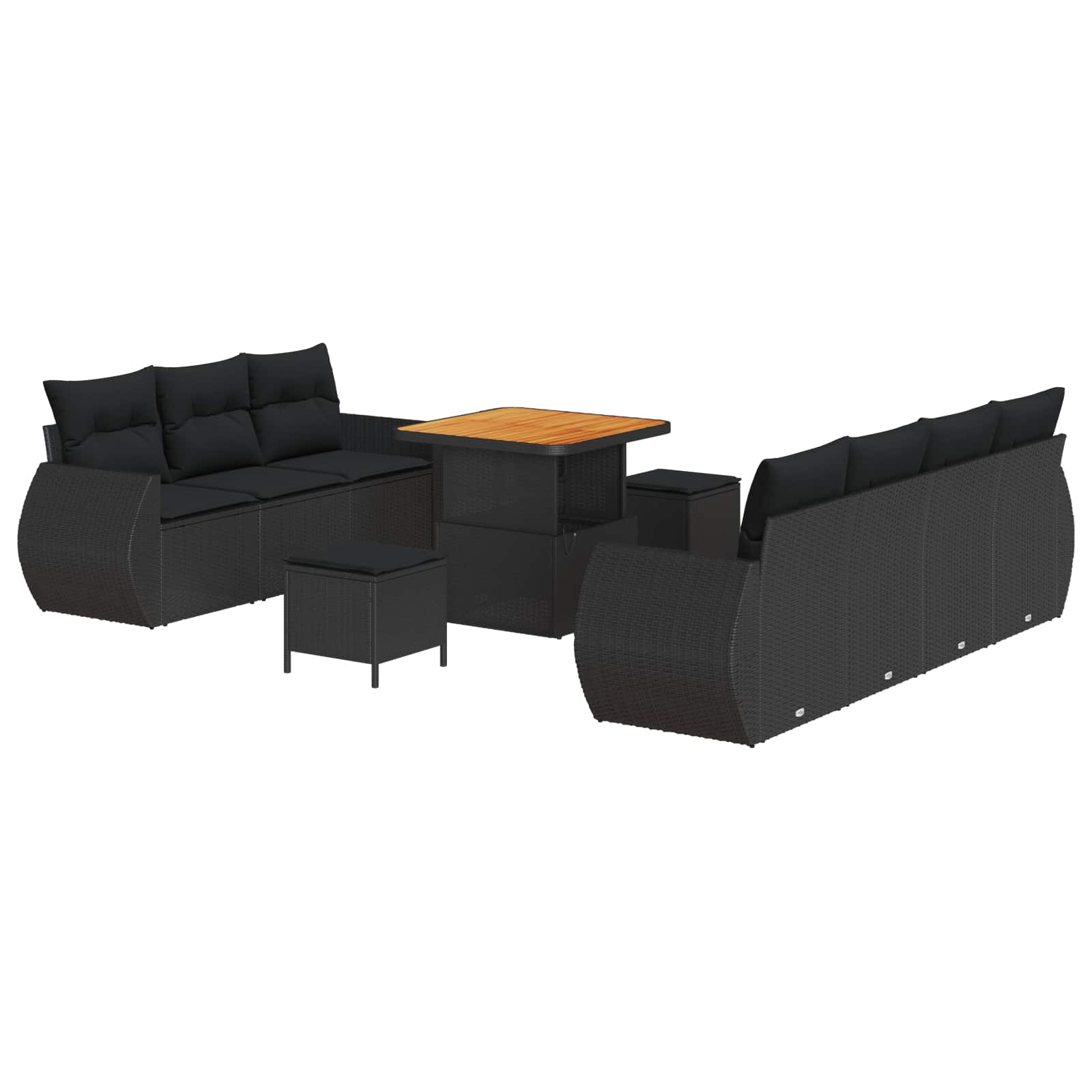 Tuin Sofa Set met kussen met opslag 10 pcs Zwart poly rattan is nu te koop bij PeponiXL, paradijselijk wonen!