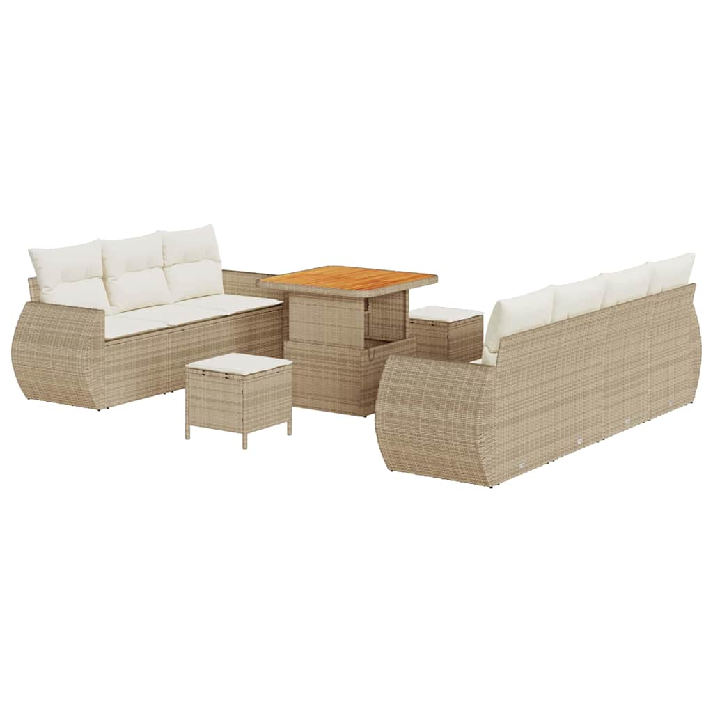 Tuin Sofa Set met kussen 10 pcs Beige en Crème poly rattan is nu te koop bij PeponiXL, paradijselijk wonen!