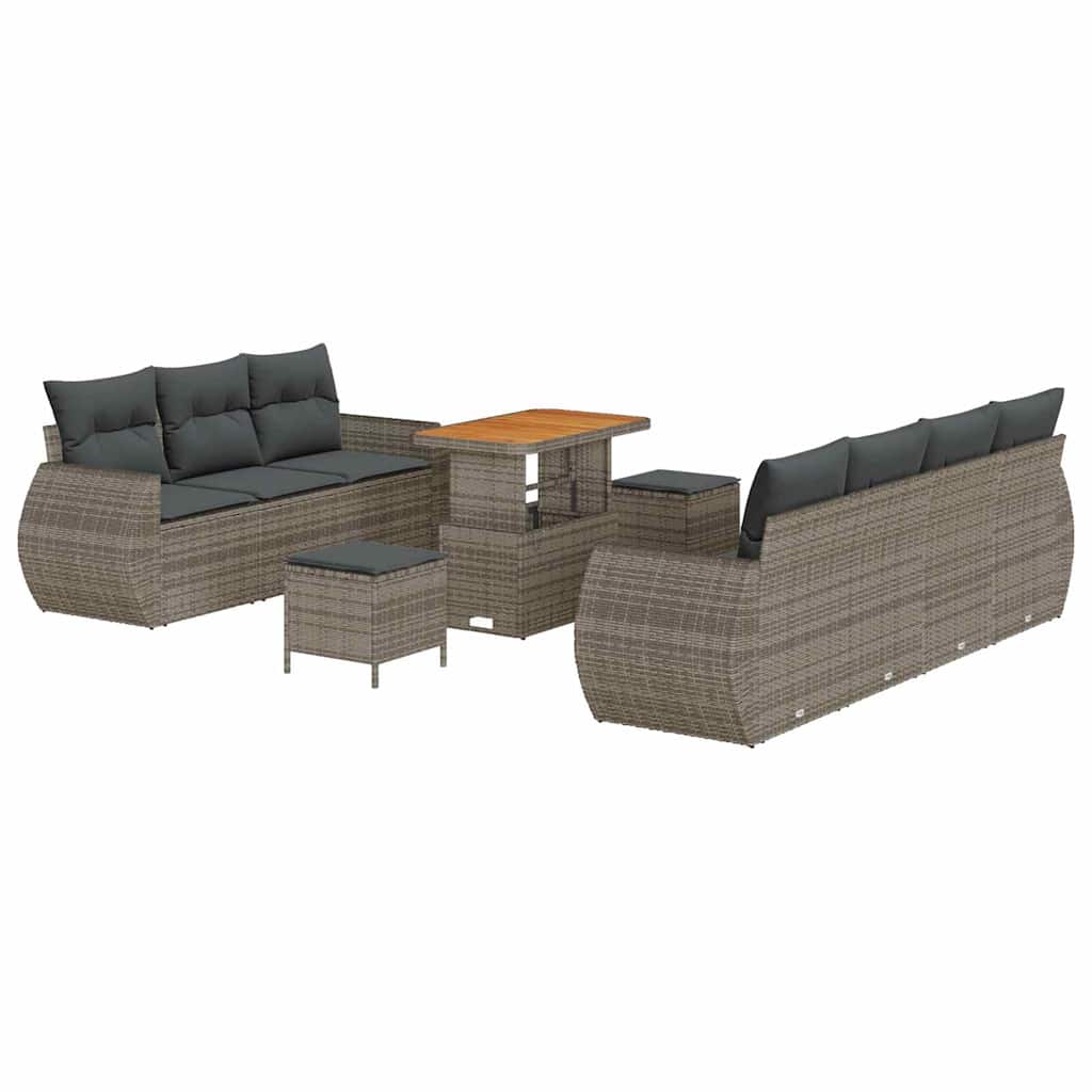 Tuin Sofa Set met kussen met opslag 10 pcs Grijs poly rattan is nu te koop bij PeponiXL, paradijselijk wonen!