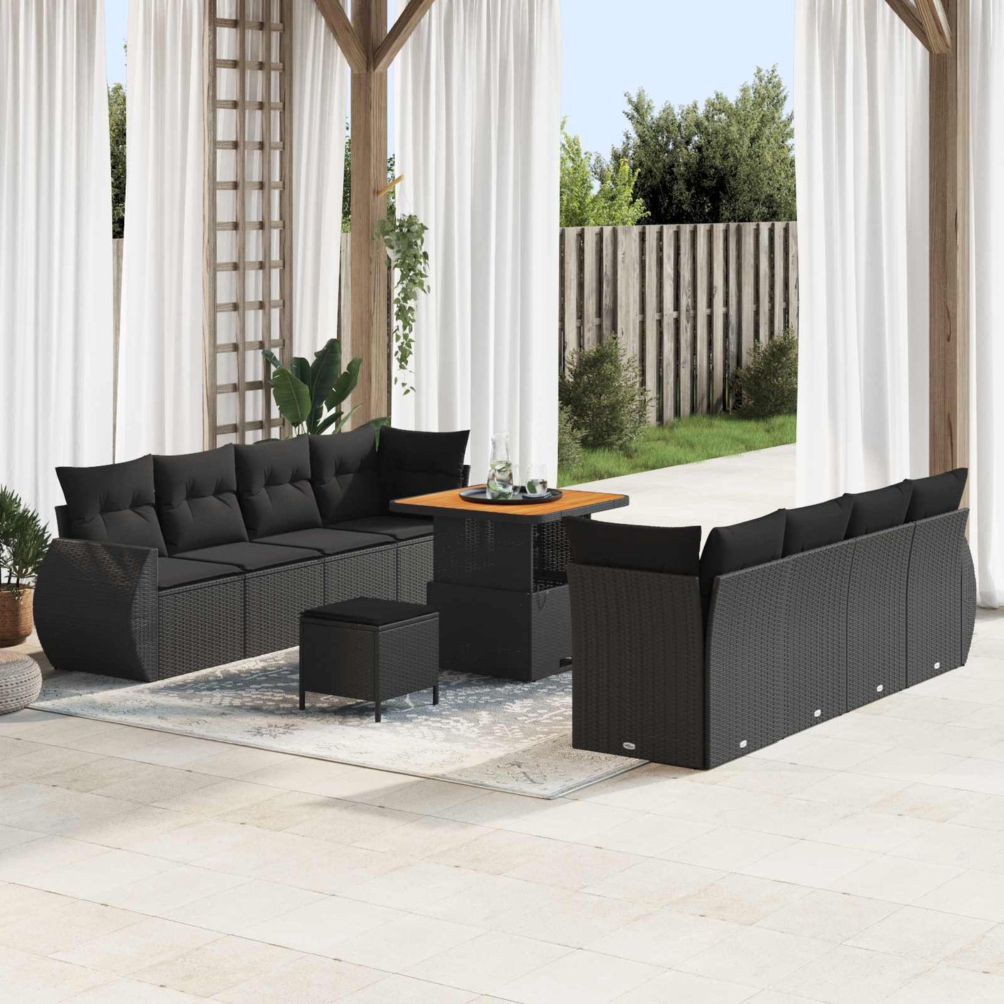 Tuin Sofa Set met opslag 11 pcs Zwart Poly riet is nu te koop bij PeponiXL, paradijselijk wonen!