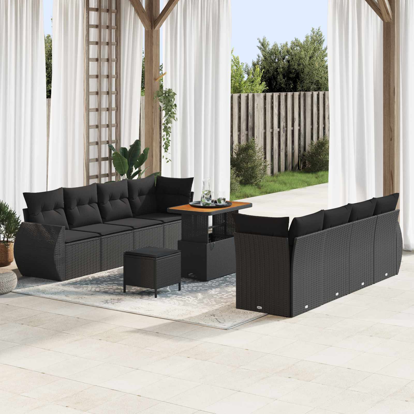 Tuin Sofa Set met opslag 11 pcs Zwart Poly riet is nu te koop bij PeponiXL, paradijselijk wonen!