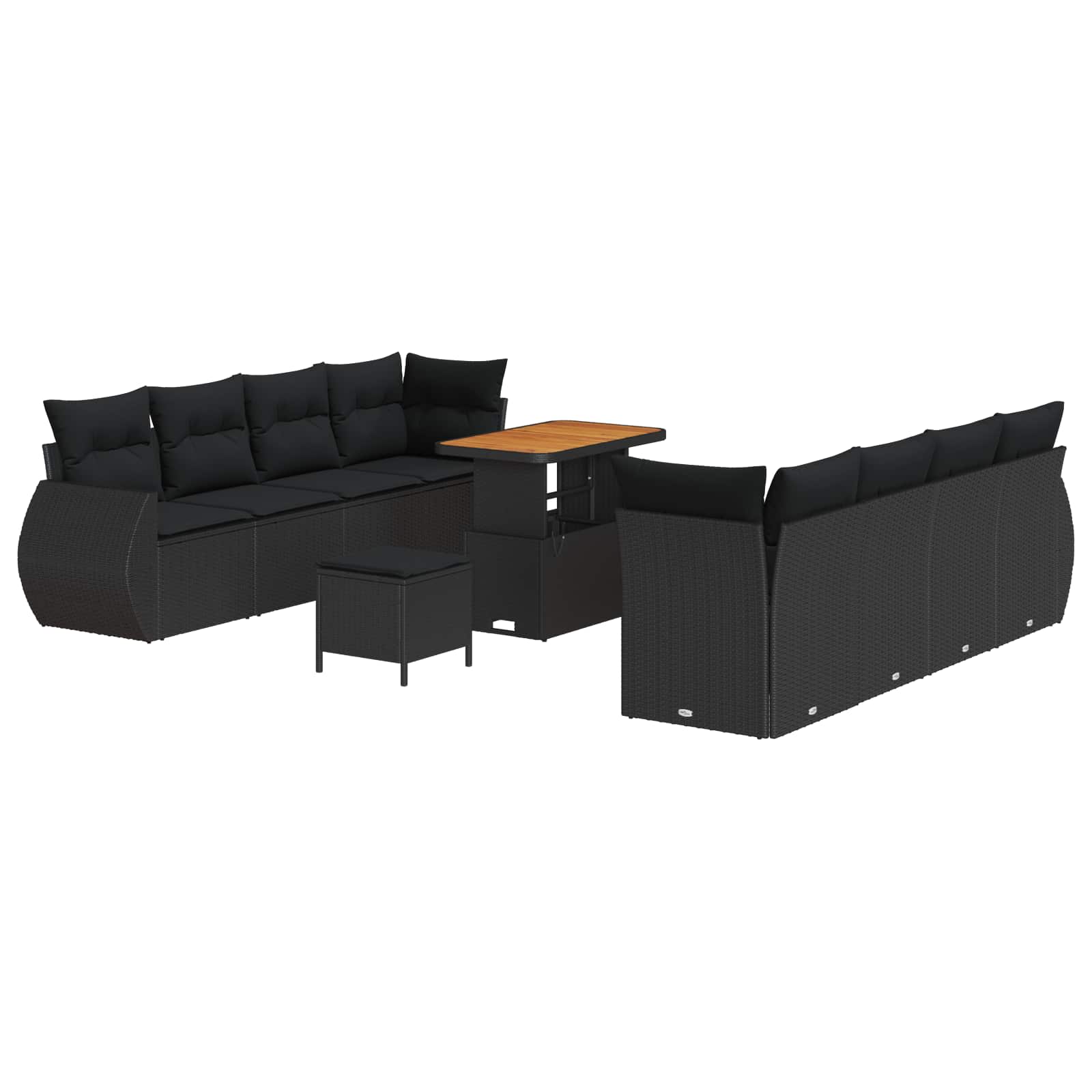 Tuin Sofa Set met opslag 11 pcs Zwart Poly riet is nu te koop bij PeponiXL, paradijselijk wonen!