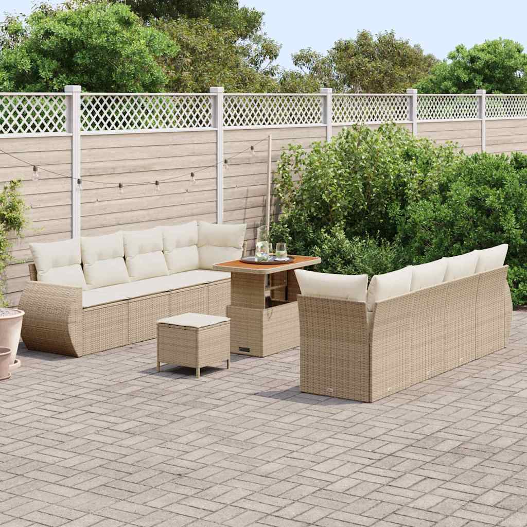 Tuin Sofa Set met opslag 11 pcs Beige Poly riet is nu te koop bij PeponiXL, paradijselijk wonen!