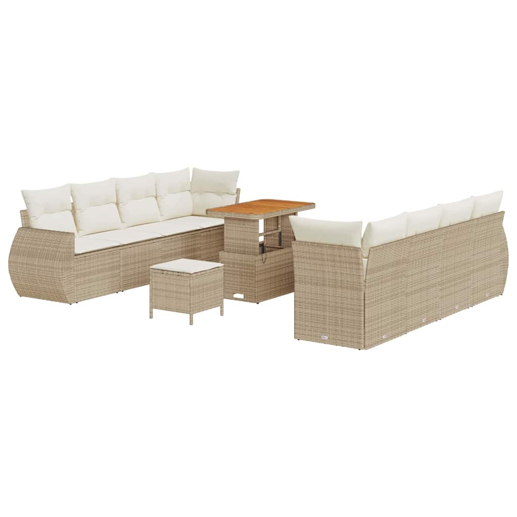 Tuin Sofa Set met opslag 11 pcs Beige Poly riet is nu te koop bij PeponiXL, paradijselijk wonen!
