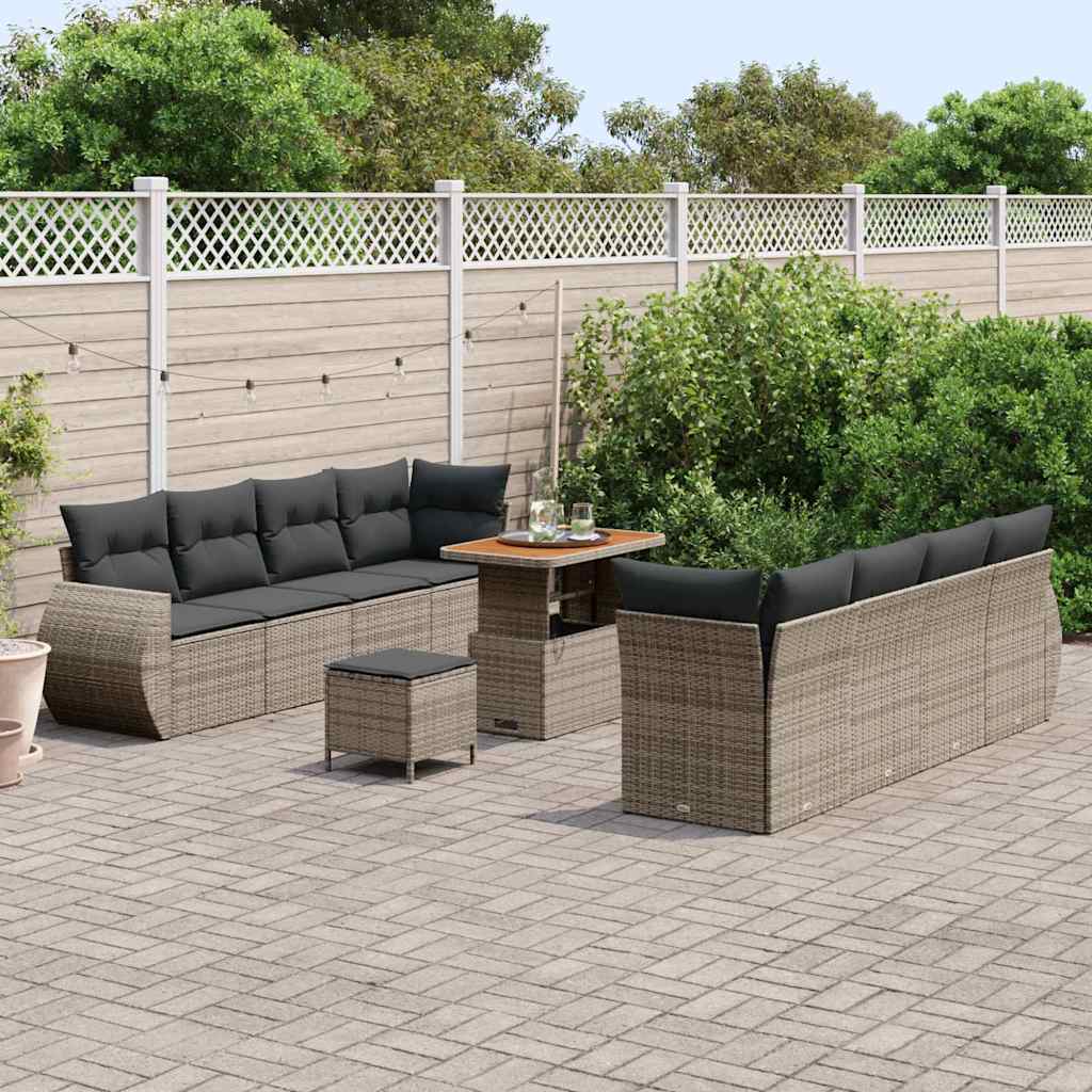 Tuin Sofa Set met opslag 11 pcs Grijs Poly riet is nu te koop bij PeponiXL, paradijselijk wonen!