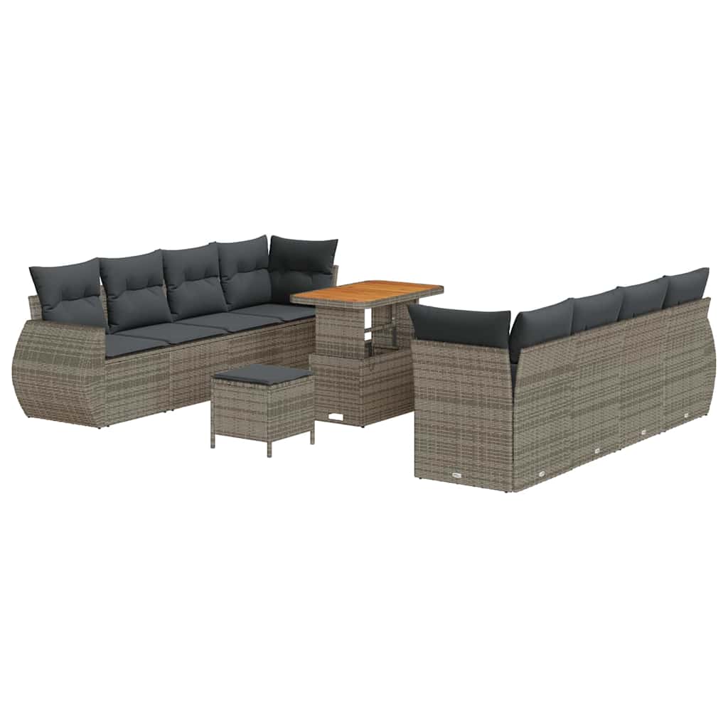 Tuin Sofa Set met opslag 11 pcs Grijs Poly riet is nu te koop bij PeponiXL, paradijselijk wonen!