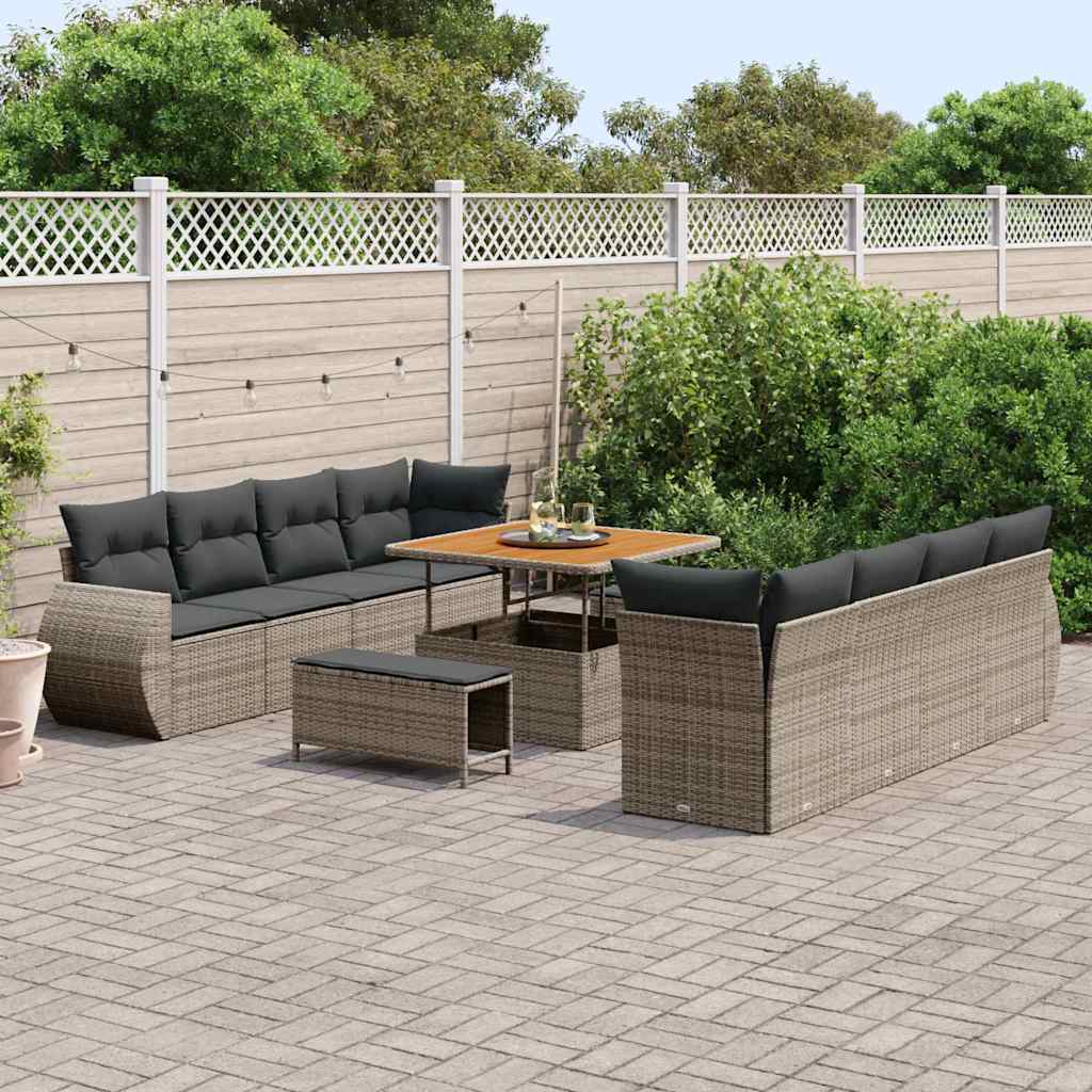 Tuin Sofa Set met opslag 11 pcs Grijs Poly riet is nu te koop bij PeponiXL, paradijselijk wonen!