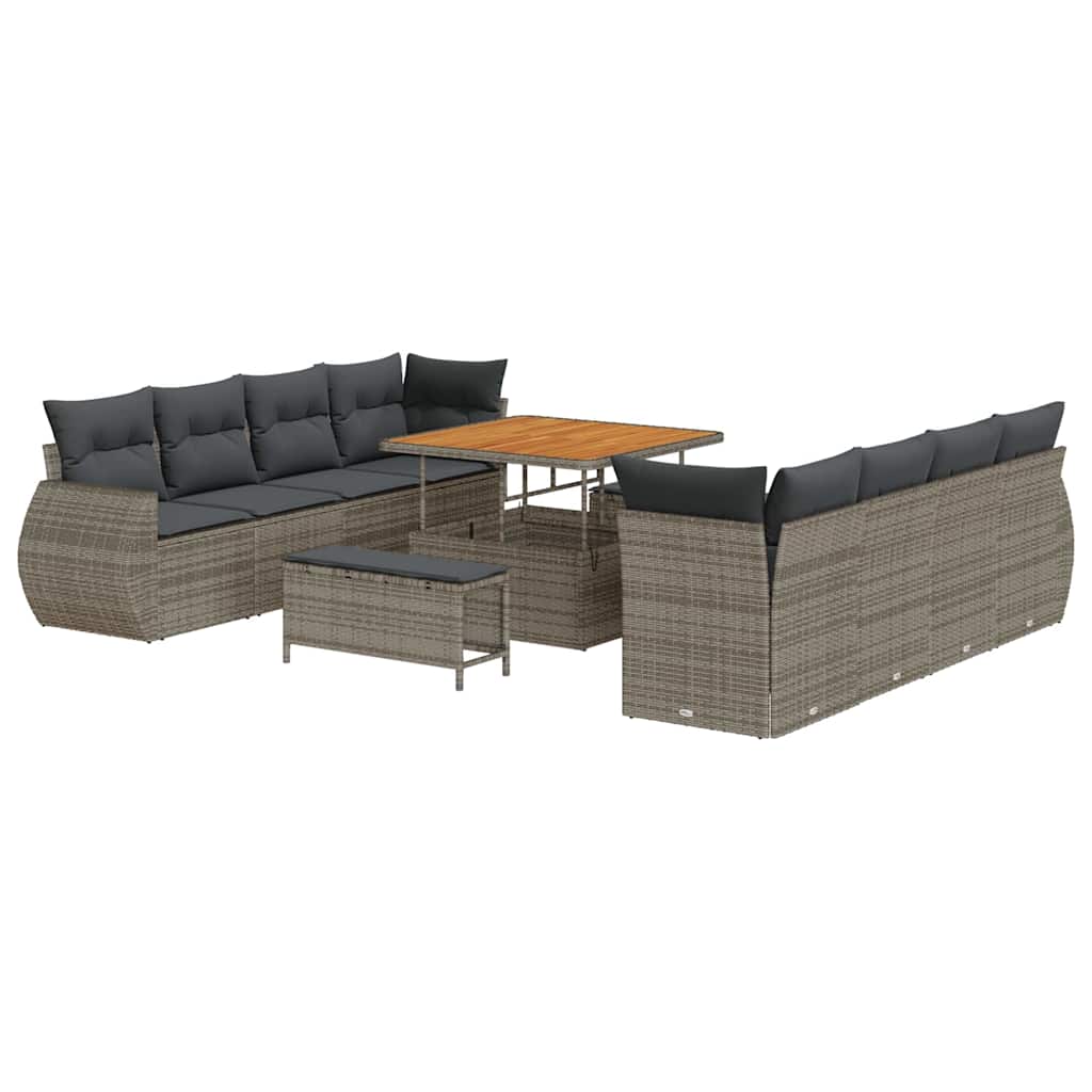 Tuin Sofa Set met opslag 11 pcs Grijs Poly riet is nu te koop bij PeponiXL, paradijselijk wonen!
