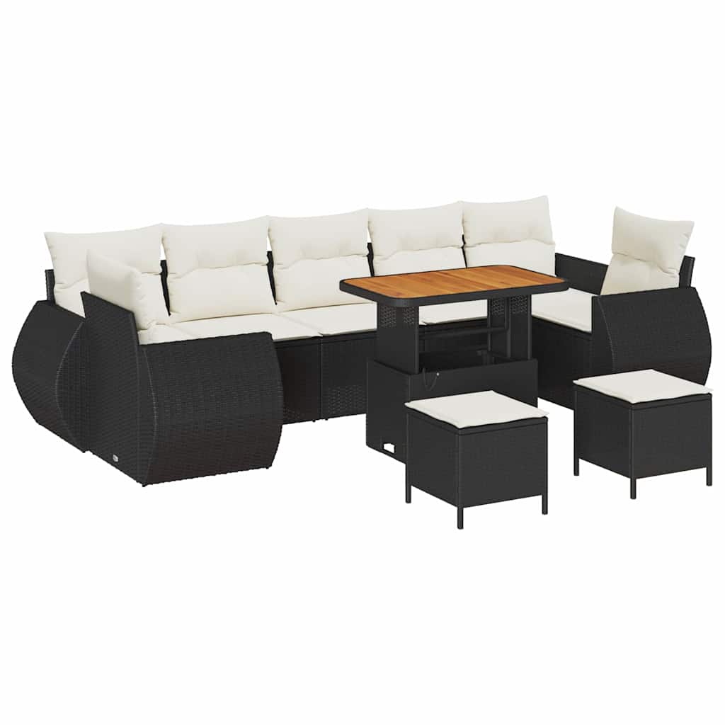 Tuin Sofa Set met kussen met opslag 10 pcs Zwart en crème is nu te koop bij PeponiXL, paradijselijk wonen!