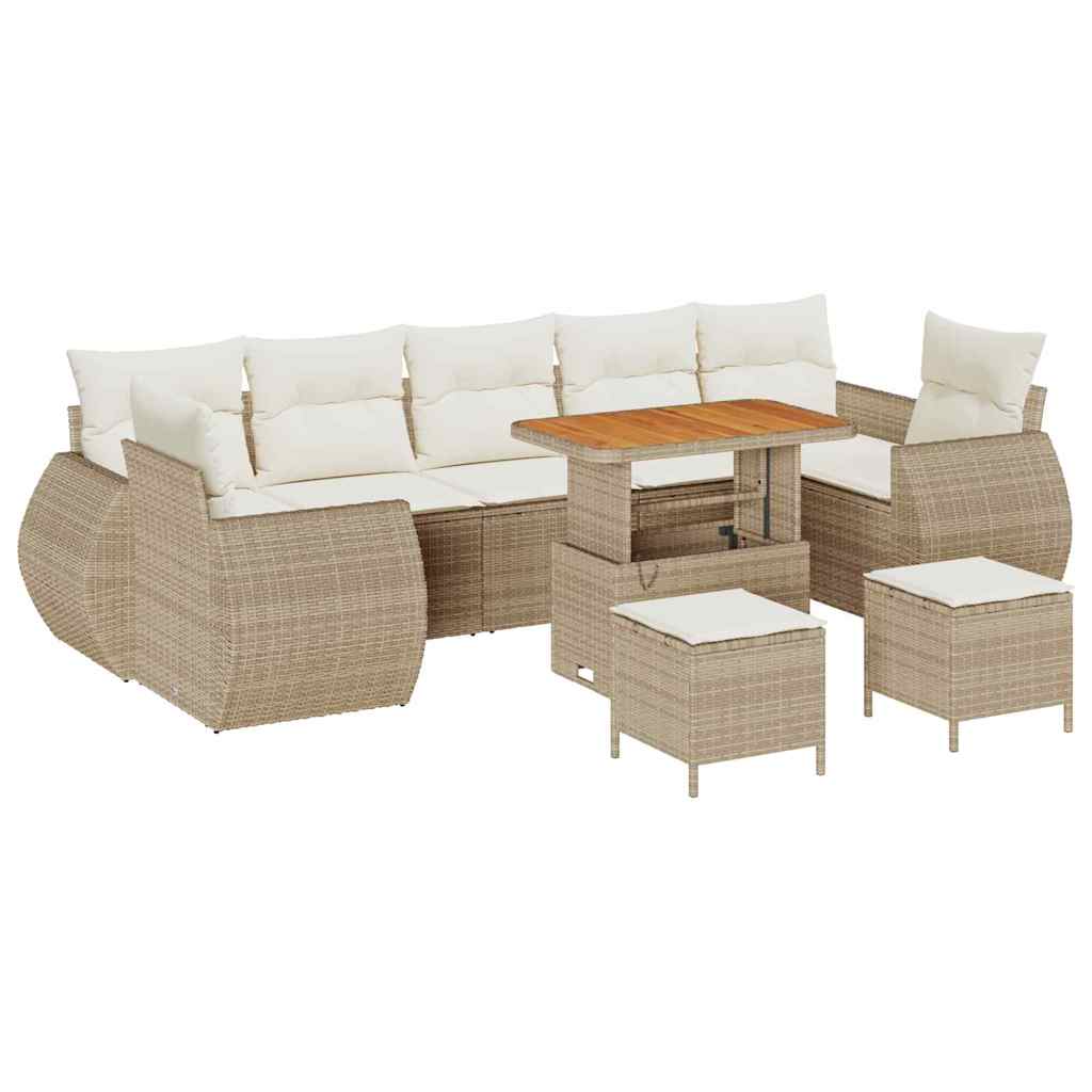 Tuin Sofa Set met kussen 10 pcs beige en crèmekleurig is nu te koop bij PeponiXL, paradijselijk wonen!