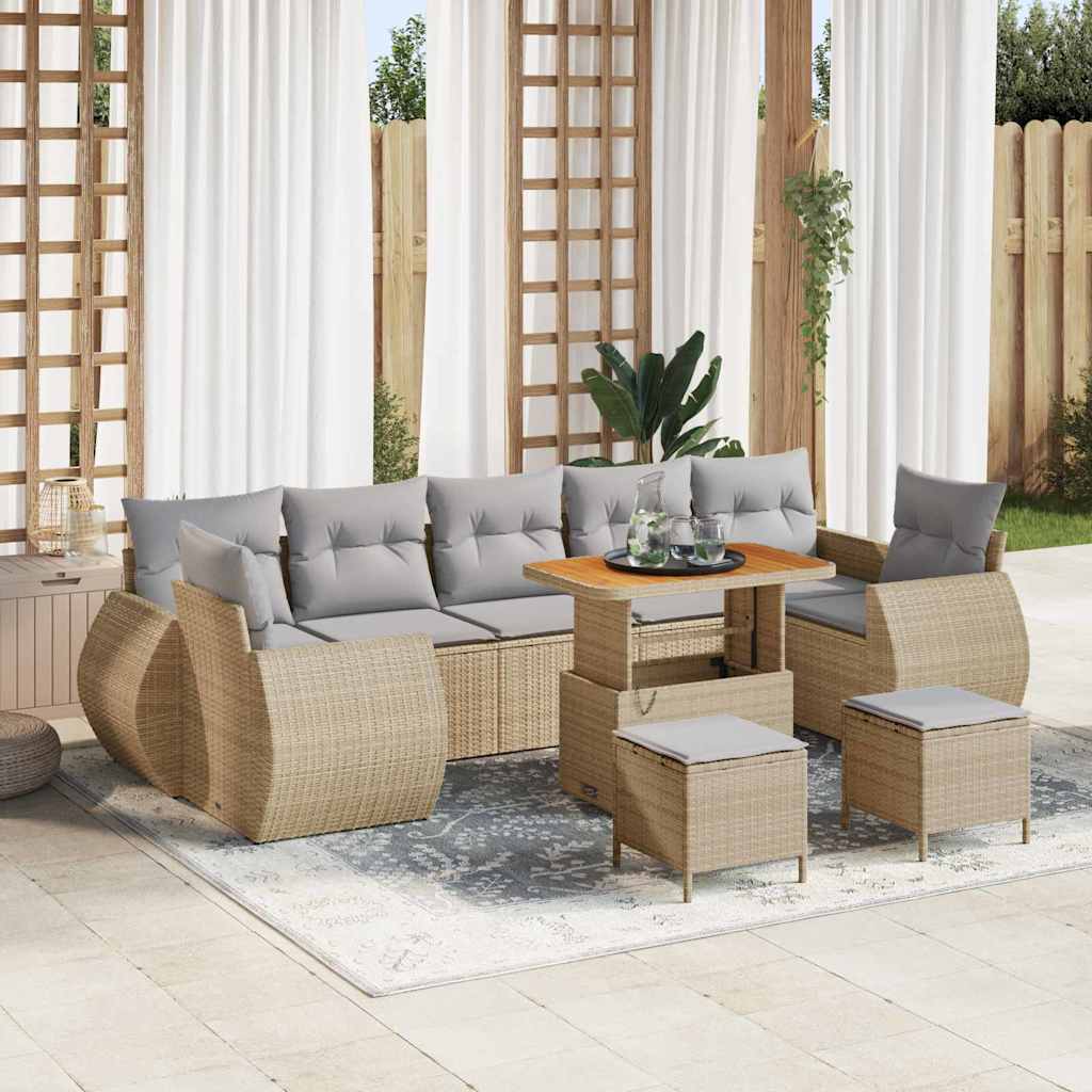 Tuin Sofa Set met kussen met opslag 10 pcs beige en lichtgrijs is nu te koop bij PeponiXL, paradijselijk wonen!