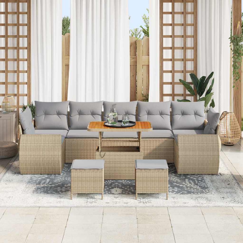 Tuin Sofa Set met kussen met opslag 10 pcs beige en lichtgrijs is nu te koop bij PeponiXL, paradijselijk wonen!