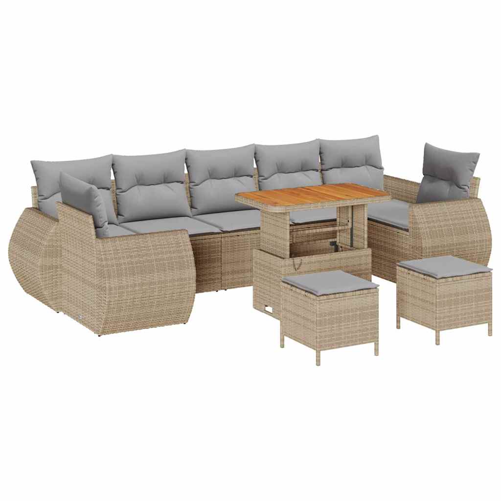 Tuin Sofa Set met kussen met opslag 10 pcs beige en lichtgrijs is nu te koop bij PeponiXL, paradijselijk wonen!
