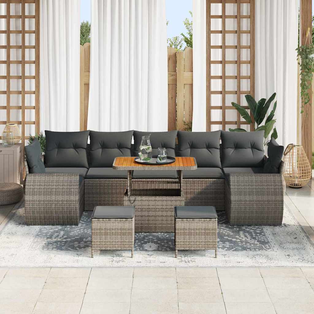 Tuin Sofa Set 10 pcs Grijs Poly rattan en gepoedercoat staal is nu te koop bij PeponiXL, paradijselijk wonen!